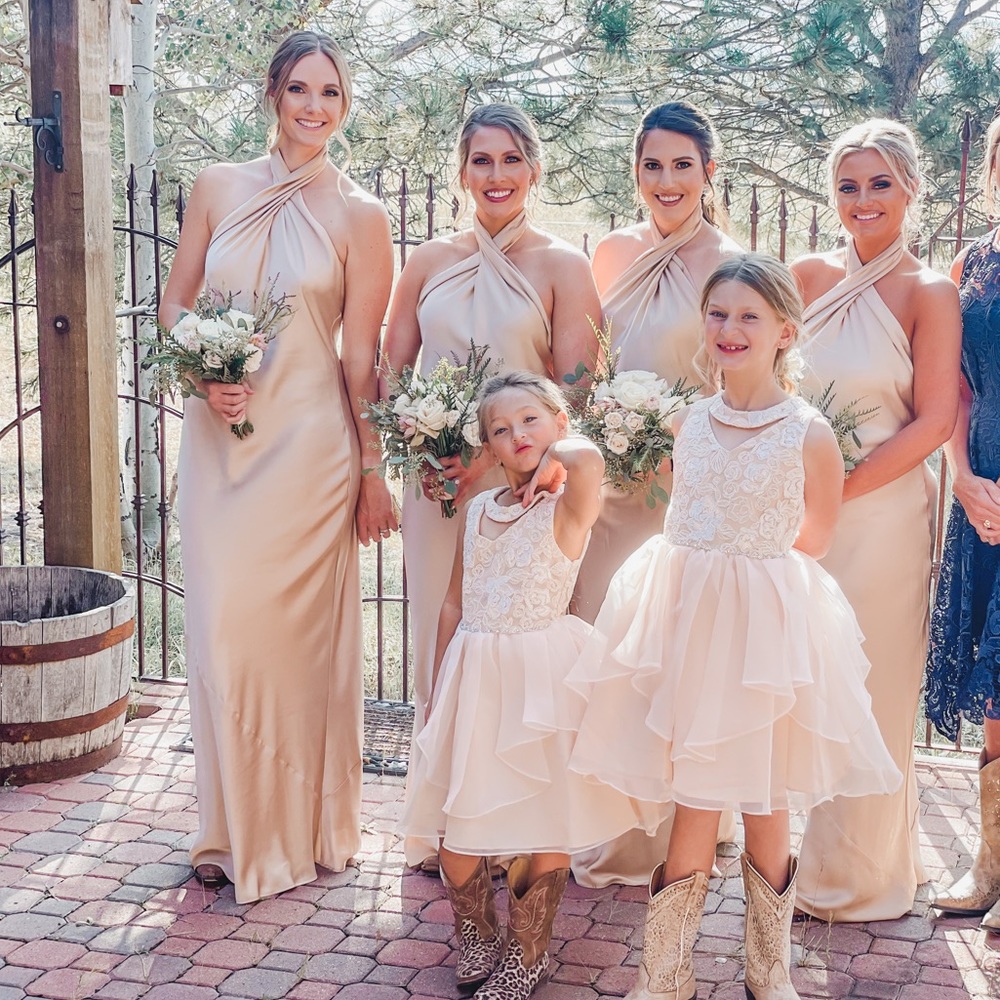 Champagne Luxe Satin Show Me Your Mumu Bridesmaids Dress - Picture 5 of 6